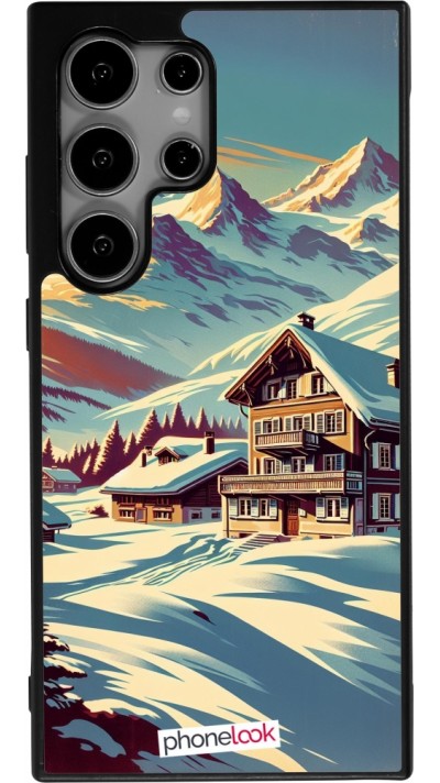 Samsung Galaxy S24 Ultra Case Hülle - Silikon schwarz Chalet Berg verschneit