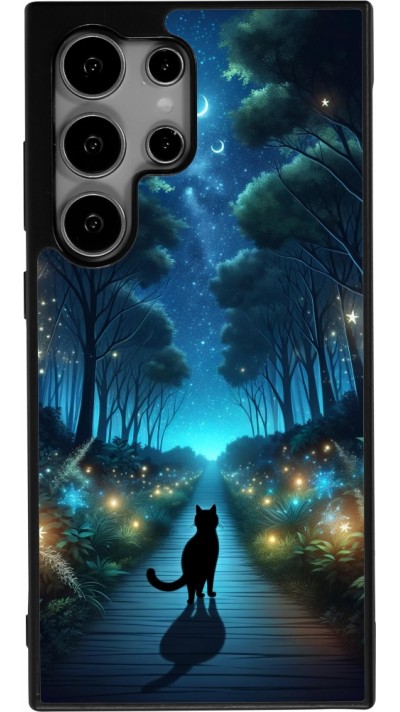 Samsung Galaxy S24 Ultra Case Hülle - Silikon schwarz Schwarze Katze Spaziergang