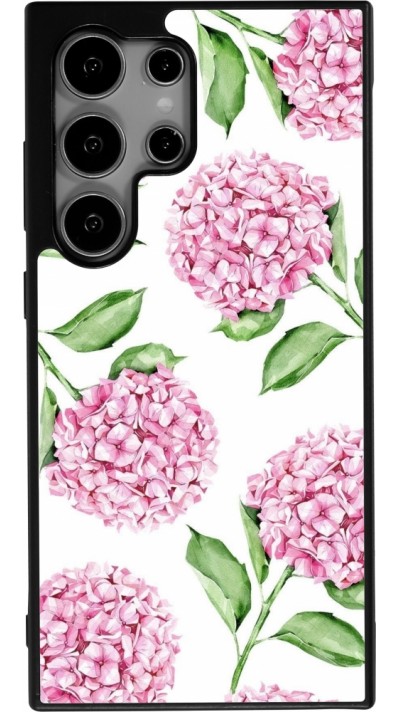 Samsung Galaxy S24 Ultra Case Hülle - Silikon schwarz Easter 2024 pink flowers