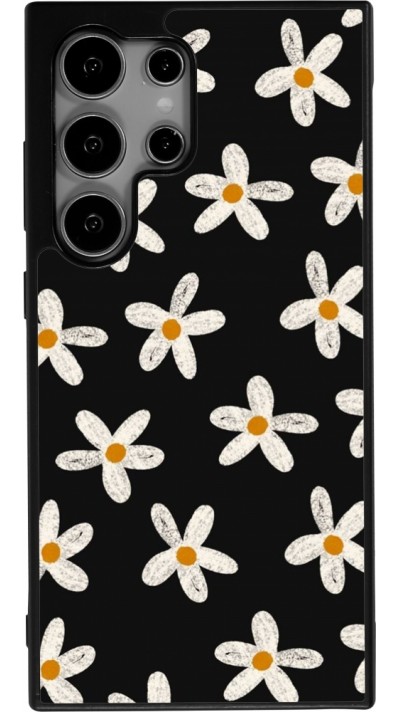 Samsung Galaxy S24 Ultra Case Hülle - Silikon schwarz Easter 2024 white on black flower