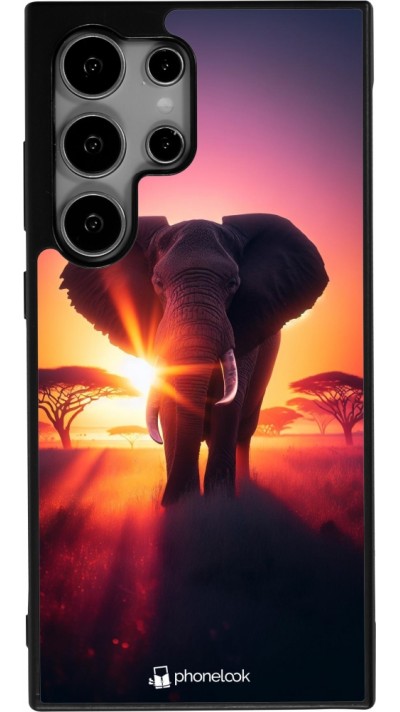 Samsung Galaxy S24 Ultra Case Hülle - Silikon schwarz Elefant Sonnenaufgang Schönheit