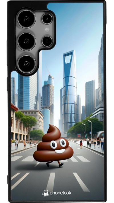 Samsung Galaxy S24 Ultra Case Hülle - Silikon schwarz Kackhaufen Emoji Spaziergang