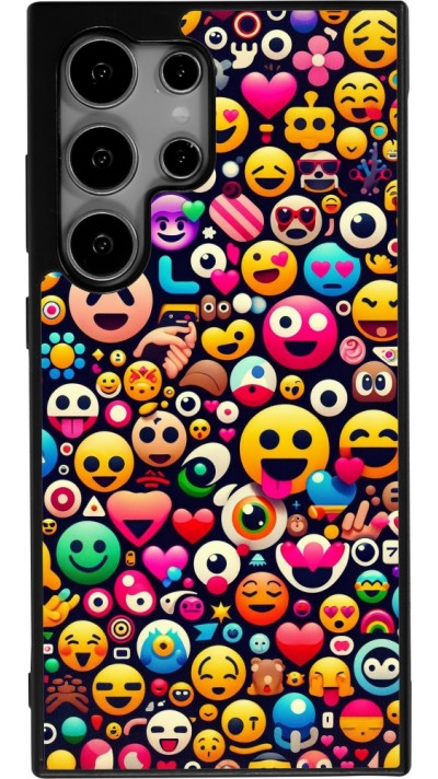 Samsung Galaxy S24 Ultra Case Hülle - Silikon schwarz Emoji Mix Farbe