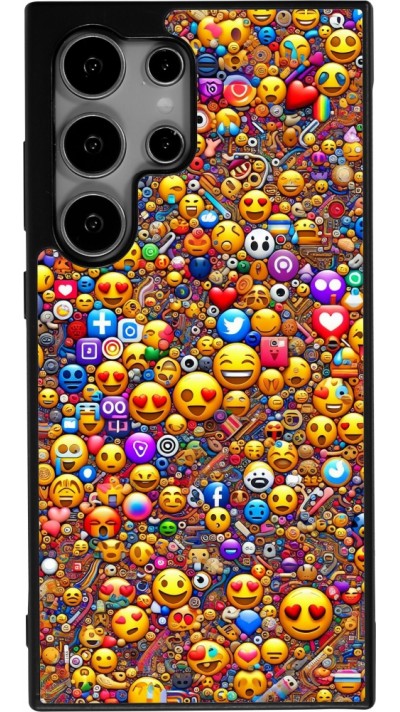 Samsung Galaxy S24 Ultra Case Hülle - Silikon schwarz Emoji gemischt