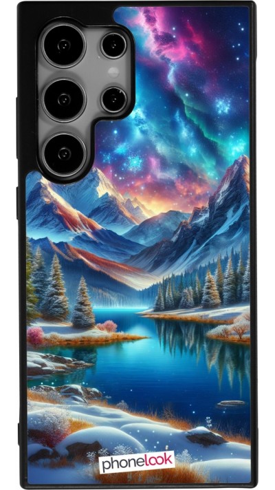 Samsung Galaxy S24 Ultra Case Hülle - Silikon schwarz Fantasiebergsee Himmel Sterne