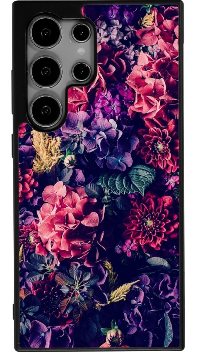 Samsung Galaxy S24 Ultra Case Hülle - Silikon schwarz Flowers Dark