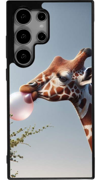 Samsung Galaxy S24 Ultra Case Hülle - Silikon schwarz Giraffe mit Blase