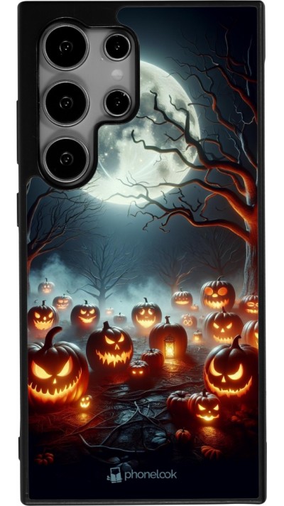 Samsung Galaxy S24 Ultra Case Hülle - Silikon schwarz Halloween 2024 Viele Kuerbisse