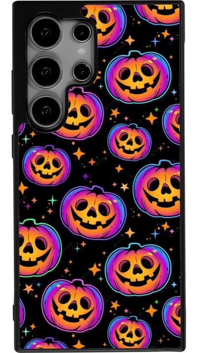 Samsung Galaxy S24 Ultra Case Hülle - Silikon schwarz Halloween 2024 rainbow pumpkins