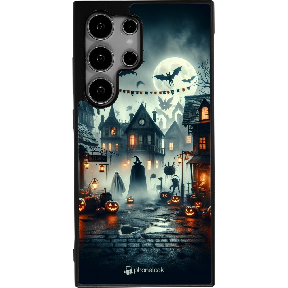 Samsung Galaxy S24 Ultra Case Hülle - Silikon schwarz Halloween Spukstadt