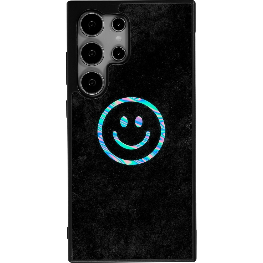 Samsung Galaxy S24 Ultra Case Hülle - Silikon schwarz Happy smiley irisirt