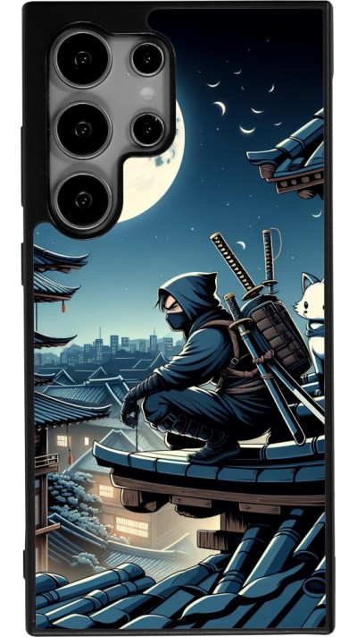 Samsung Galaxy S24 Ultra Case Hülle - Silikon schwarz Ninja unter dem Mond