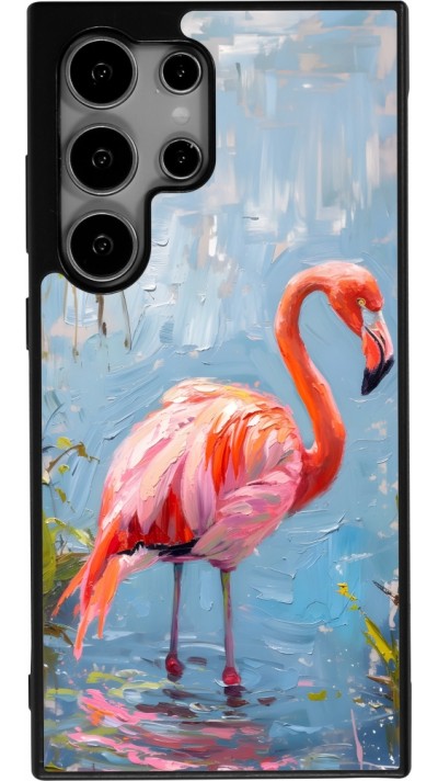 Samsung Galaxy S24 Ultra Case Hülle - Silikon schwarz Paint Flamingo