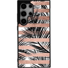 Samsung Galaxy S24 Ultra Case Hülle - Silikon schwarz Palm trees gold stripes