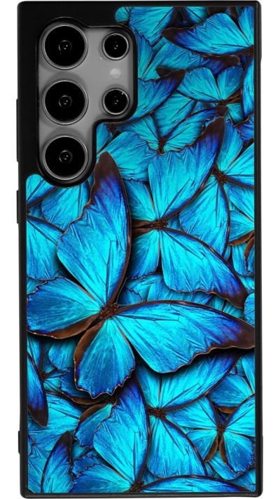 Samsung Galaxy S24 Ultra Case Hülle - Silikon schwarz Papillon bleu