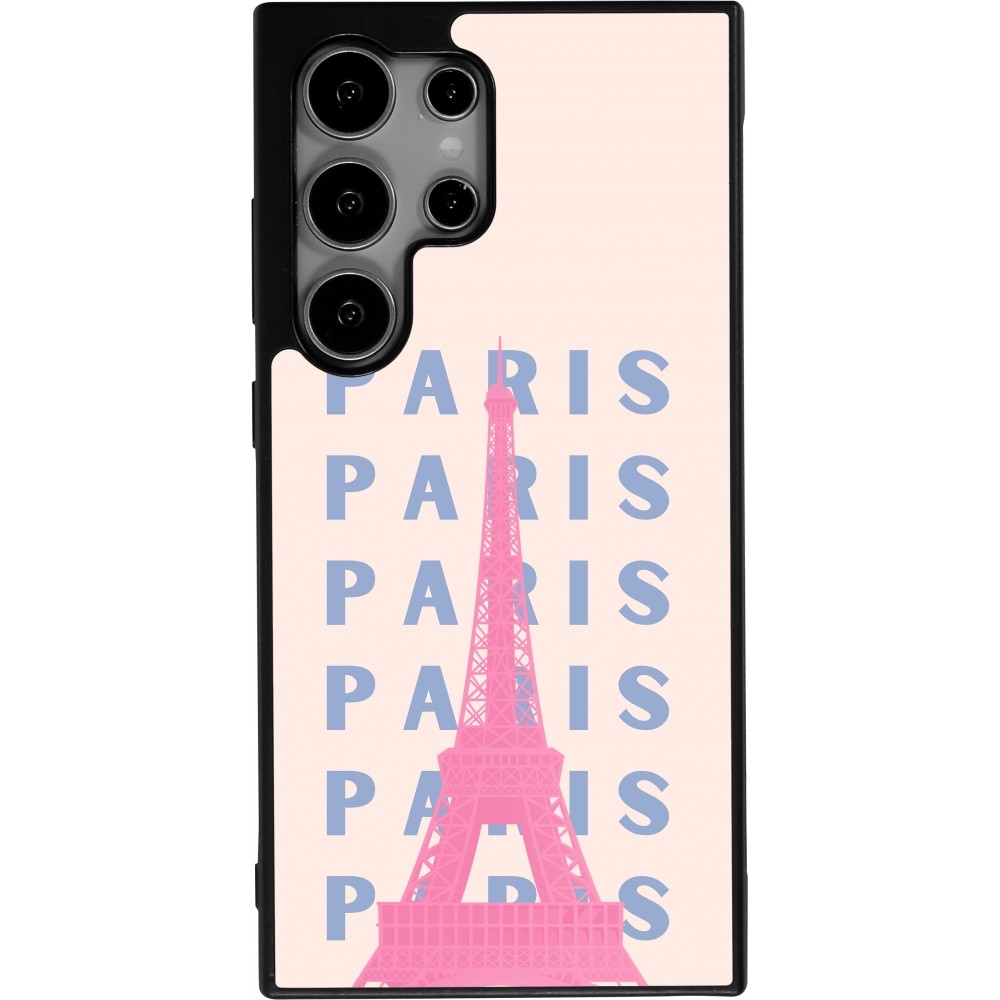 Samsung Galaxy S24 Ultra Case Hülle - Silikon schwarz Paris Pink Print