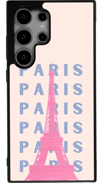 Coque Samsung Galaxy S24 Ultra - Silicone rigide noir Paris Pink Print