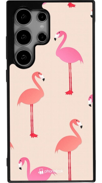 Samsung Galaxy S24 Ultra Case Hülle - Silikon schwarz Pink Flamingos Pattern