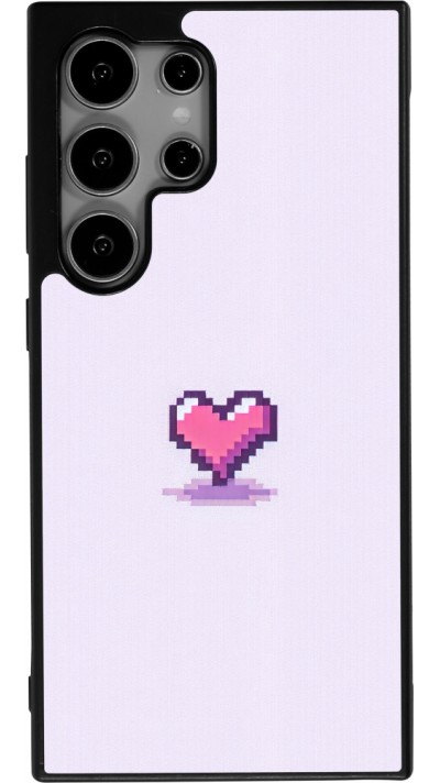 Coque Samsung Galaxy S24 Ultra - Silicone rigide noir Pixel Coeur Violet Clair