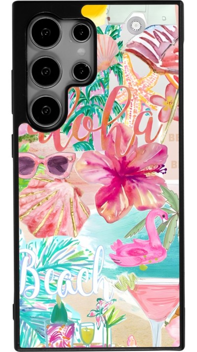 Samsung Galaxy S24 Ultra Case Hülle - Silikon schwarz Preppy Collage Aloha