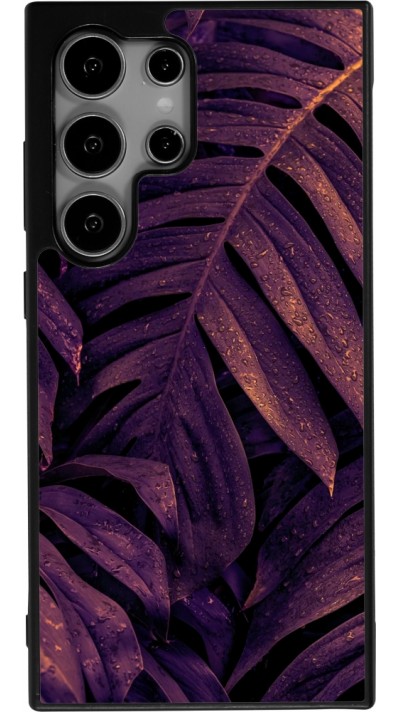 Samsung Galaxy S24 Ultra Case Hülle - Silikon schwarz Purple Light Leaves