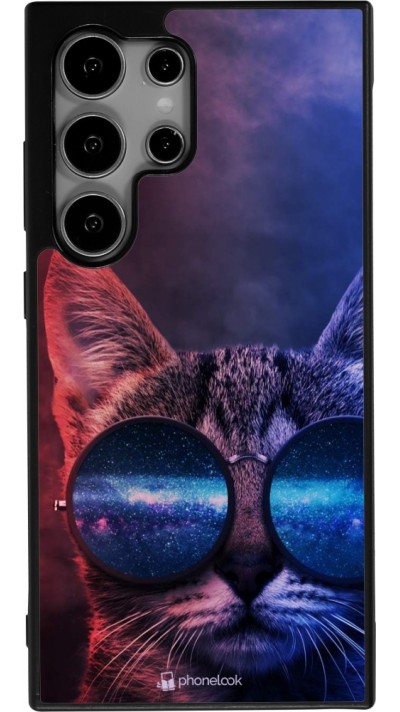 Samsung Galaxy S24 Ultra Case Hülle - Silikon schwarz Red Blue Cat Glasses