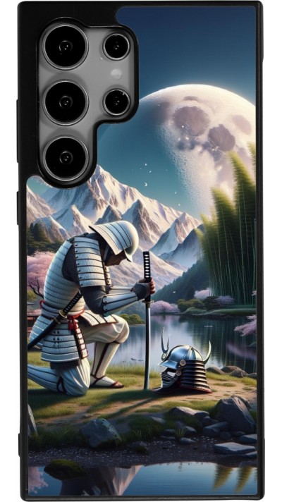 Samsung Galaxy S24 Ultra Case Hülle - Silikon schwarz Samurai Katana Mond