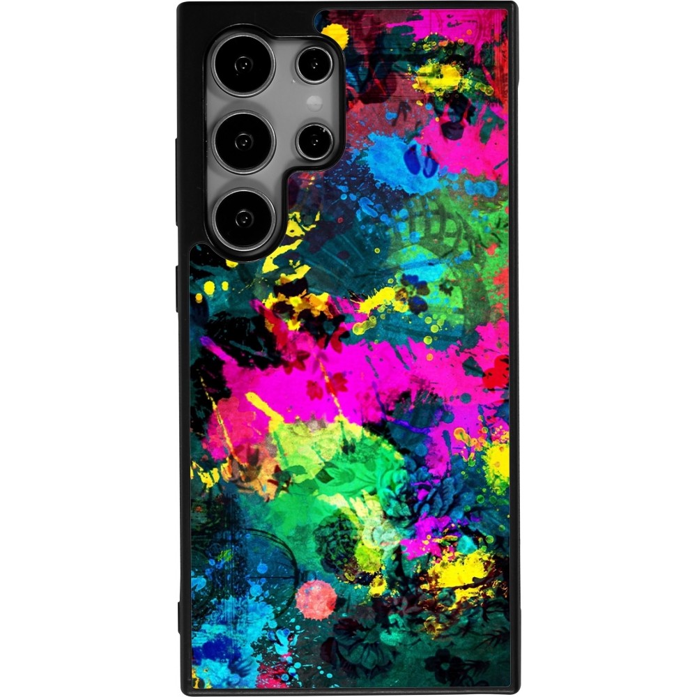 Samsung Galaxy S24 Ultra Case Hülle - Silikon schwarz Splash paint