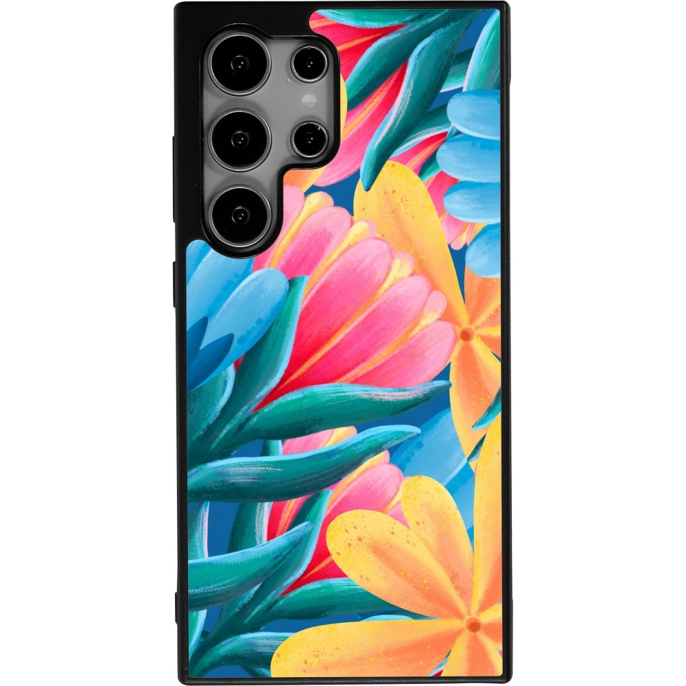 Samsung Galaxy S24 Ultra Case Hülle - Silikon schwarz Spring 23 colorful flowers