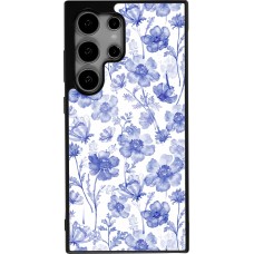 Samsung Galaxy S24 Ultra Case Hülle - Silikon schwarz Spring 23 watercolor blue flowers