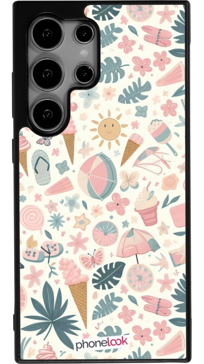 Samsung Galaxy S24 Ultra Case Hülle - Silikon schwarz Sommer Pink Muster