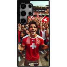 Samsung Galaxy S24 Ultra Case Hülle - Silikon schwarz Schweizer Fan Euro 2024