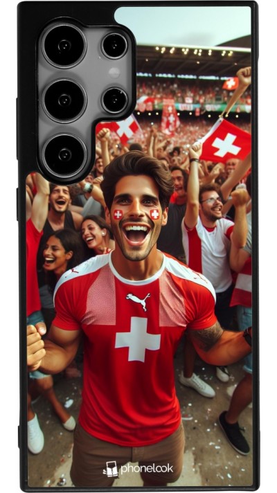 Samsung Galaxy S24 Ultra Case Hülle - Silikon schwarz Schweizer Fan Euro 2024