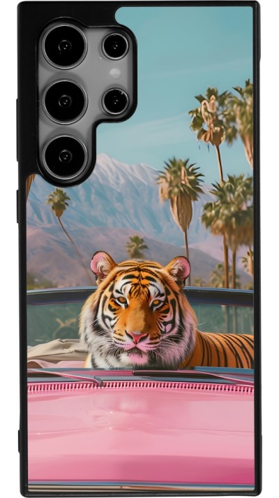 Coque Samsung Galaxy S24 Ultra - Silicone rigide noir Tigre voiture rose