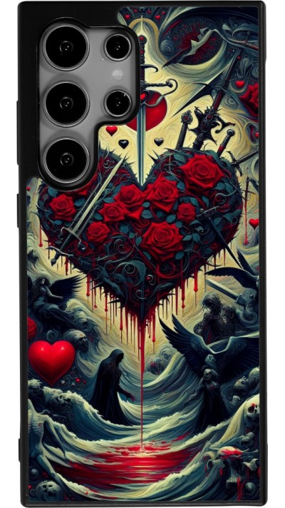 Samsung Galaxy S24 Ultra Case Hülle - Silikon schwarz Dunkle Liebe Herz Blut