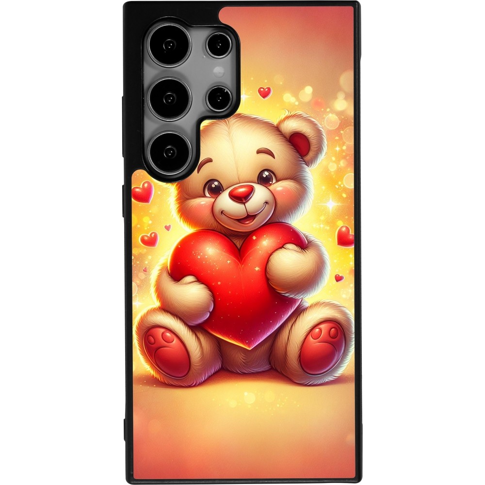 Samsung Galaxy S24 Ultra Case Hülle - Silikon schwarz Valentin 2024 Teddy Liebe