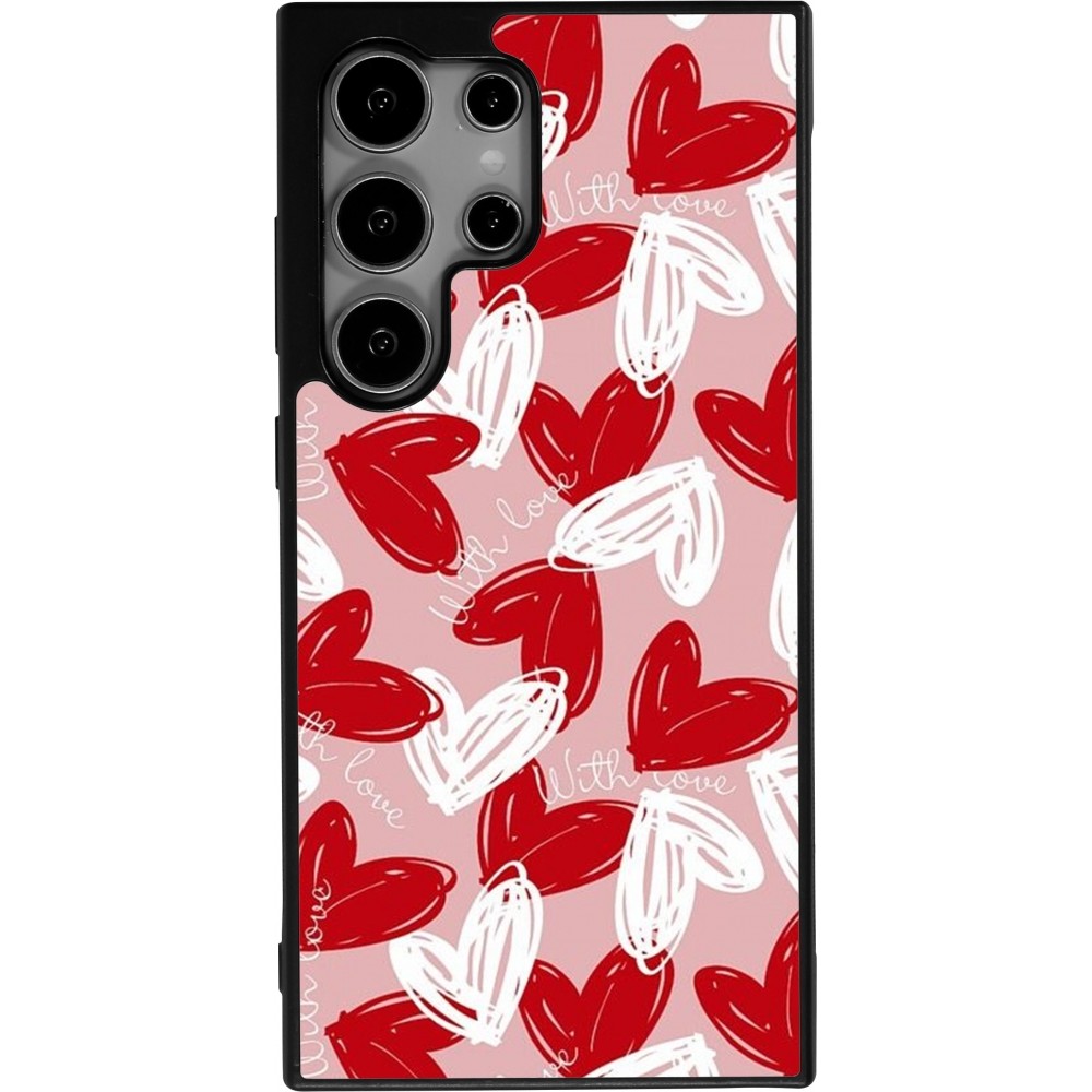 Samsung Galaxy S24 Ultra Case Hülle - Silikon schwarz Valentine 2024 with love heart