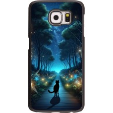 Samsung Galaxy S6 Case Hülle - Schwarze Katze Spaziergang