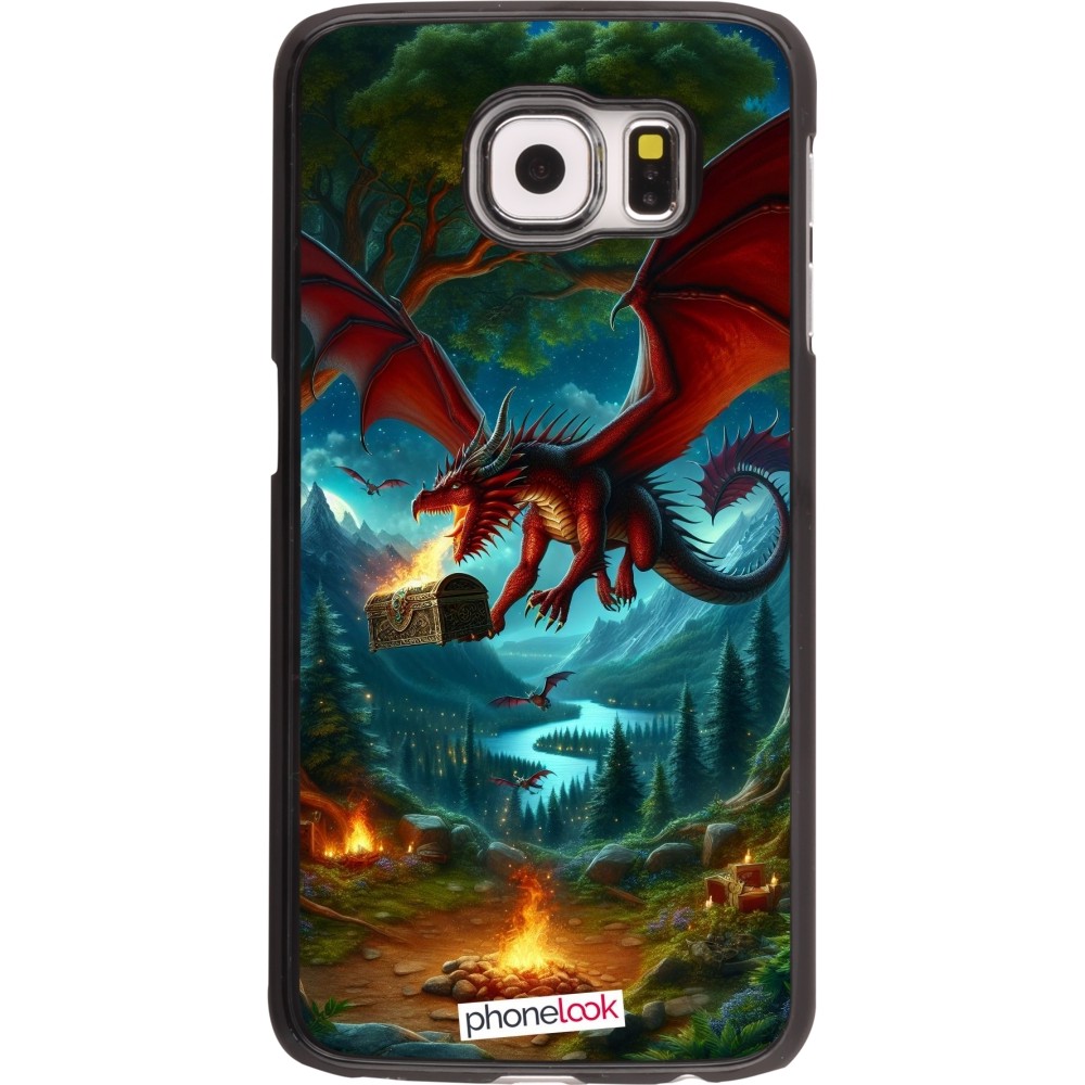 Samsung Galaxy S6 Case Hülle - Drache Fliegend Wald Schatz