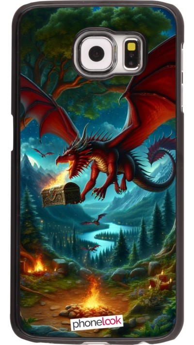 Samsung Galaxy S6 Case Hülle - Drache Fliegend Wald Schatz