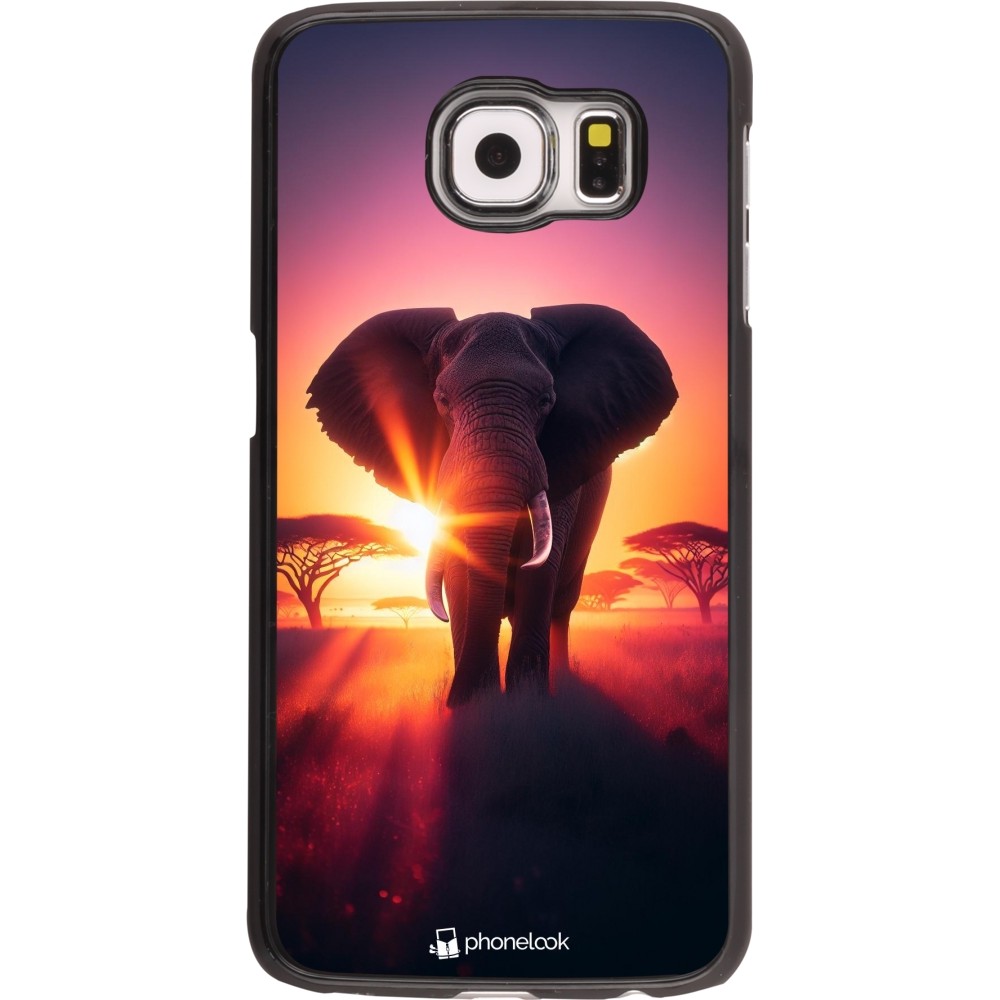 Samsung Galaxy S6 Case Hülle - Elefant Sonnenaufgang Schönheit