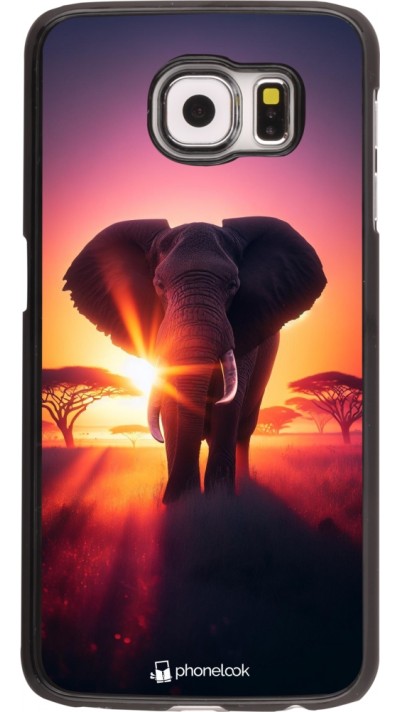 Samsung Galaxy S6 Case Hülle - Elefant Sonnenaufgang Schönheit