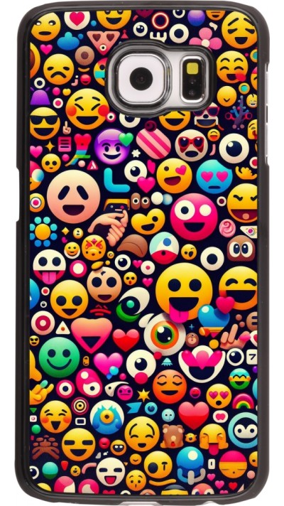 Samsung Galaxy S6 Case Hülle - Emoji Mix Farbe