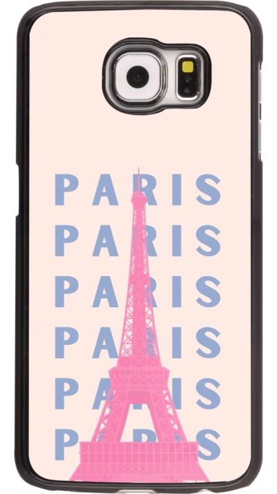 Samsung Galaxy S6 Case Hülle - Paris Pink Print