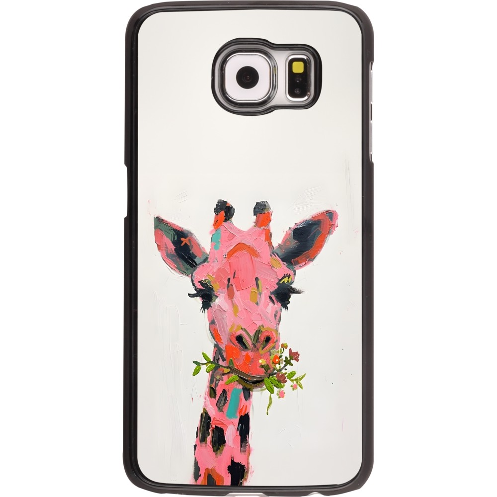 Samsung Galaxy S6 Case Hülle - Pink Girafe Paint