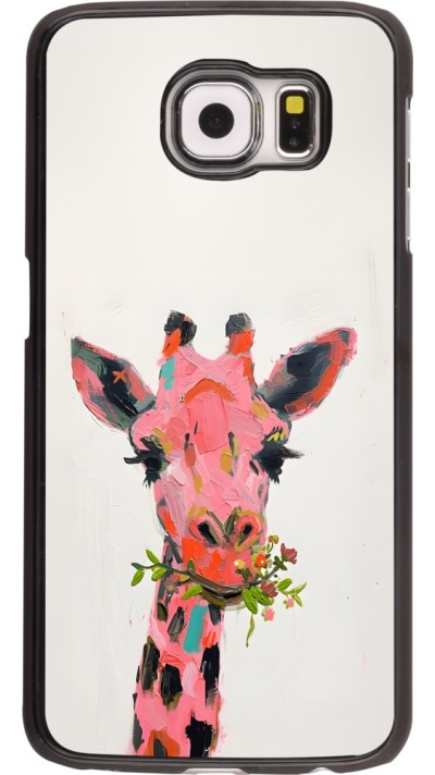 Samsung Galaxy S6 Case Hülle - Pink Girafe Paint