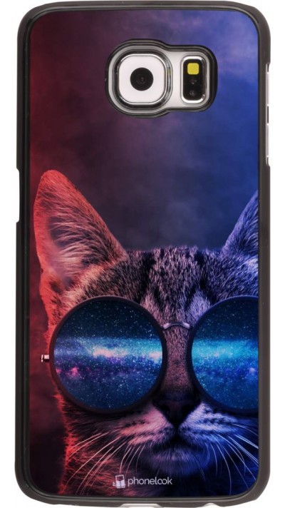 Hülle Samsung Galaxy S6 - Red Blue Cat Glasses