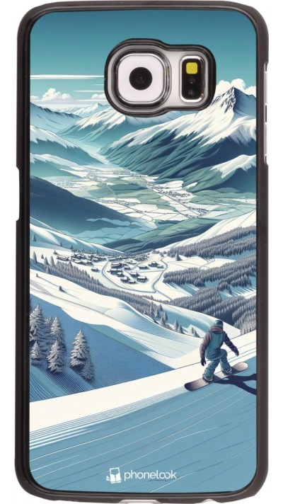 Samsung Galaxy S6 Case Hülle - Snowboarder Berg