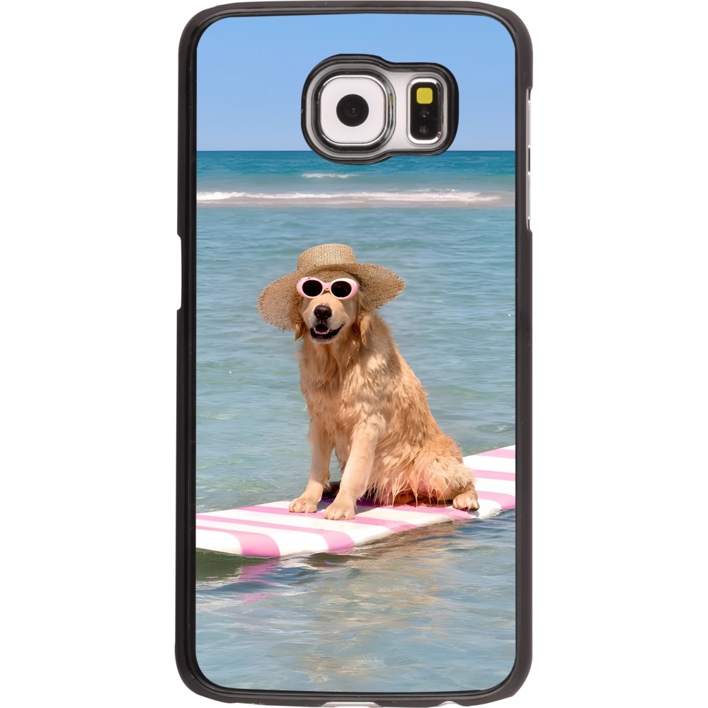 Samsung Galaxy S6 Case Hülle - Summer Dog on Paddle