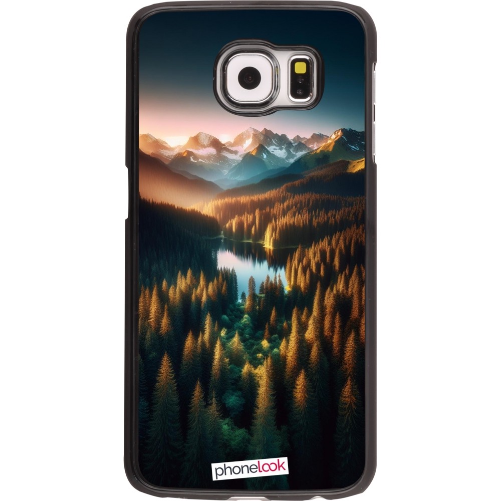 Samsung Galaxy S6 Case Hülle - Sonnenuntergang Waldsee